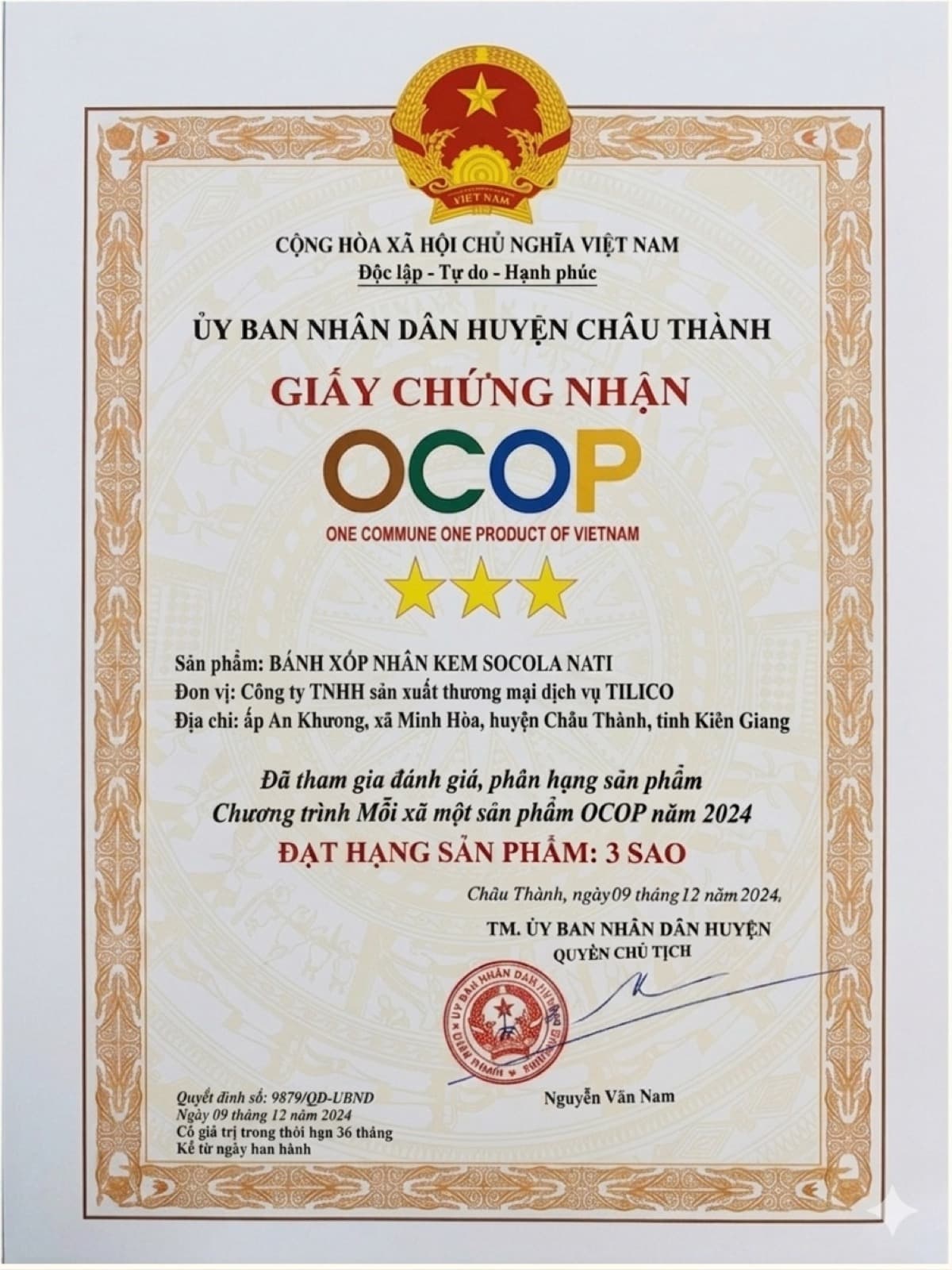 OCOP 3 sao — Bánh Xốp Socola Nati